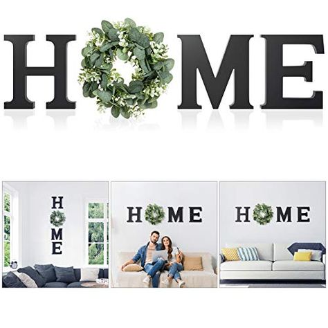 Wood Home Sign for Wall Decor Wooden Home Letters with Wreath Artificial Eucalyptus Modern Decorative Hanging Home Letters Decor Farmhouse Home Sign for Living Room Kitchen Christmas Housewarming Gift Home Letters Decor, Home Letters With Wreath, Home Sign With Wreath, Letters For Wall Decor, Home Letters, Sign For Living Room, Artificial Eucalyptus, Elegant Wall Art, St Patrick's Day Decorations