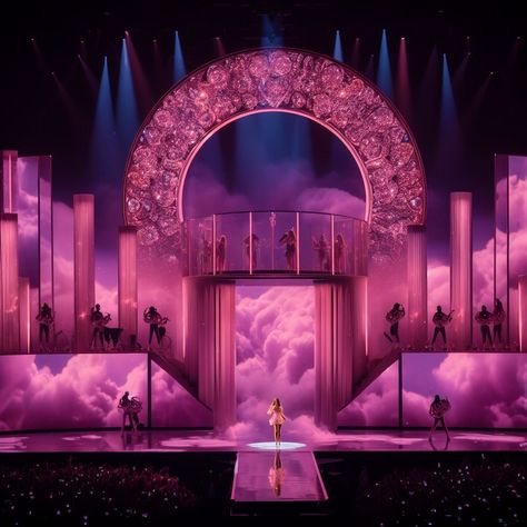 Unique Concert Stage Design, Tour Stage Concept, Music Video Set Ideas, Stage Set Up Concert, Kpop Stage Design, Stage Set Up, Stage Concert Design, Singer Aesthetic Stage, Concert Stage Set Design