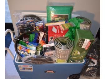 Camping Silent Auction Basket, Camping Auction Basket Ideas, Camping Raffle Basket, Camping Basket Ideas Silent Auction, Camping Raffle Basket Ideas, Fundraising Carnival, Camping Gift Basket Ideas, Camping Gift Basket, Camping Basket