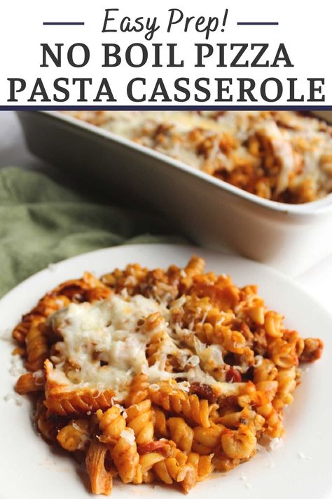 No Boil Pasta, Quick Casserole Recipes, Casserole Dinners, Baked Pasta Casserole, Pizza Pasta Casserole, Layered Pasta, Pizza Pasta Bake, Baked Ricotta, Skillet Pasta