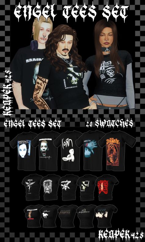 Sims 4 Cc Band Tees Patreon, Sims 4 Black Metal Cc, Corpse Paint Sims 4 Cc, Band Tee Sims 4 Cc, Sims 4 Cc Deftones, Sims 4 Cc Metal Clothes, Sims 4 Cc Slipknot, Sims 4 Trippy Cc, Sims4 Alt Cc