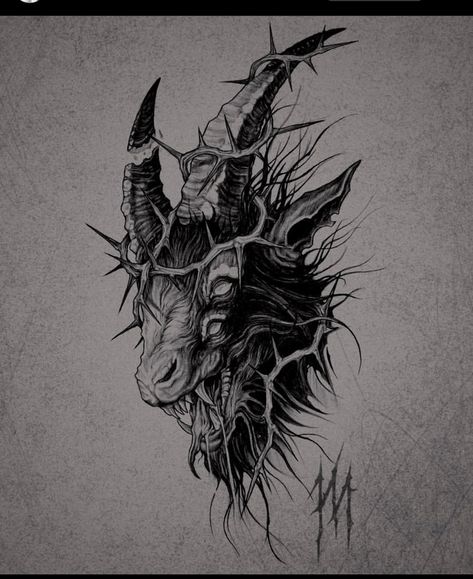 Demon Animal Tattoo, Devil Goat Tattoo, Dark Work Tattoo, Dark Goat Tattoo, Black Phillip Tattoo, Black Metal Tattoo, Goat Skull Chest Tattoo, Baphomet Tattoo, Goat Head Tattoo Satanic