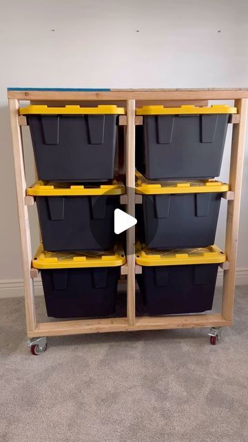 Storage Bin Rack Diy, Bin Organization Ideas, Bin Storage Ideas, Diy Storage Bins, Bins Organization, Dewalt Storage, Muni Long, Garage Storage Plans, Heart House