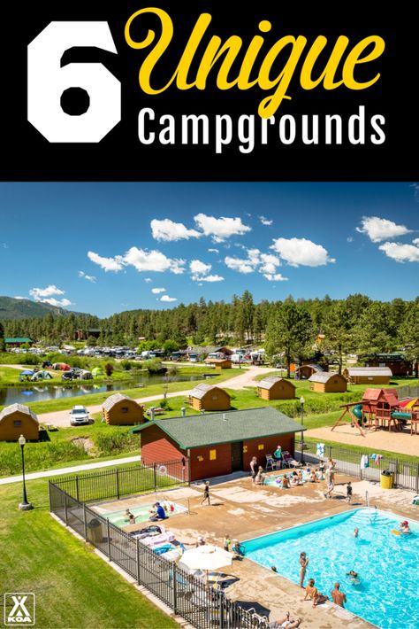 6 Unique KOA Campgrounds for Your Bucket List! Campground Ideas, Camping Essentials List, Koa Campgrounds, Rv Resorts, Rv Trips, Rv Camping Tips, Rv Parks And Campgrounds, Rv Campgrounds, Camping List