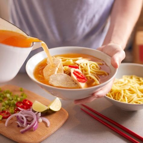 How To Make The Perfect Wagamama Ramen | Recipes | Gousto Blog Wagamama Ramen, Wagamama Recipe, Mackerel Salad, Chicken Ramen Recipe, Spicy Ramen, Ramen Noodle Recipes, Chicken Breast Fillet, Ramen Recipes, Japanese Dishes