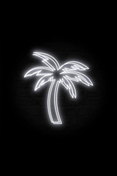 A palm tree outline with a vaporwave vibe! This design is featured with a white color. White Neon Background, Black Neon Aesthetic, White Neon Aesthetic, Palm Tree Outline, Dark Widgets, Black Palm Tree, Neon Icons, Black And White Wallpaper Iphone, Tree Outline