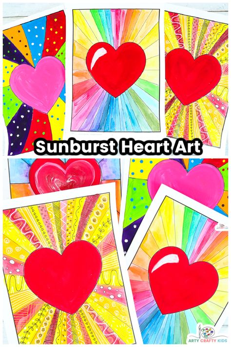 6th Grade Valentines Art, Valentines Art Lessons Elementary, Valentines Crafts 3rd Grade, Valentines Day Art Grade 4, Heart Art Lessons For Elementary, February Art Activities For Kids, Grade 1 Valentines Art, Easy Valentine Art Projects For Kids, Valentines Day Crafts For Kids Easy Art Projects