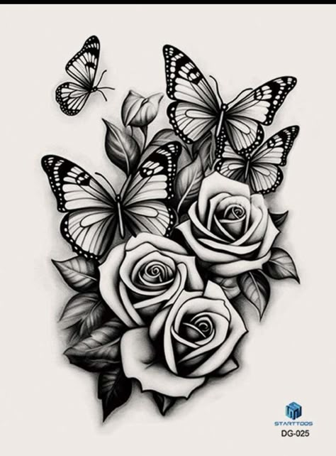 Nature Vibe Tattoo, Woman Calf Tattoo Ideas, Cat Scrapbook, Rose And Butterfly Tattoo, Cute Thigh Tattoos, Tattoo Coverup, Arm Sleeve Tattoos For Women, Rose Tattoos For Women, Tattoo Shoulder