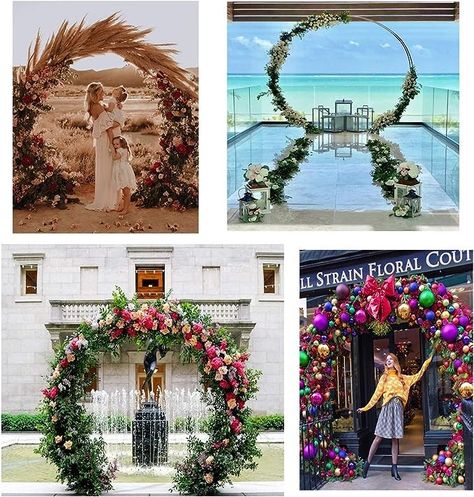 gold circle arch for wedding celebration, birthday party, anniversary celebration, baby shower and other special events that you want to decorate. Circle Balloon Arch, Balloon Arch Diy, Balloon Arch Decorations, Balloon Arch Kit, Balloon Display, Round Balloons, Arch Decoration, Big Balloons, Birthday Balloon Decorations