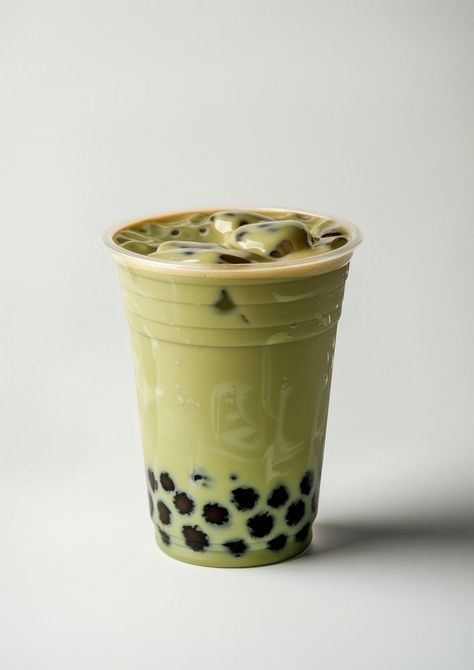 Boba Green Tea, Matcha Boba Tea, Matcha Bubble Tea, Bubble Tea Cup, Boba Bubble Tea, Boba Drink, Tea Cafe, Disposable Cups, Boba Tea