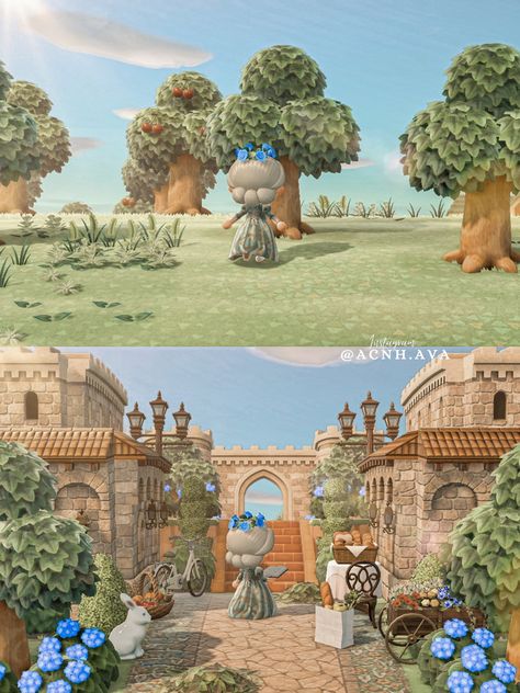 Acnh Skye, Real Castles, Animal Crossing Wild World, Acnh Ideas, Acnh Inspo, Animal Crossing Pocket Camp, Island 2, Entrance Design, New Animal Crossing