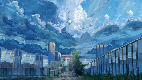 HD wallpaper: Tenki no Ko, Hodaka Morishima, Hina Amano, Weathering With You | Wallpaper Flare Makoto Shinkai Movies, Tenki No Ko, Hd Sky, 하울의 움직이는 성, 2k Wallpaper, Rainy City, Desktop Background Images, Anime City, Most Beautiful Wallpaper