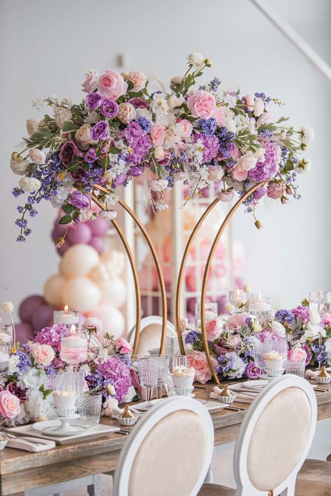 Dreamy Pink Themed Wedding | Elegant Wedding Lilac And Pink Wedding Theme, Purple And Pink Wedding Flowers, Bridgestone Theme Party, Purple And Pink Wedding Theme, Bridgestone Party, Lilac And Pink Wedding, Purple Wedding Color Schemes, Wedding Centerpieces Colorful, Pink Purple Wedding Theme