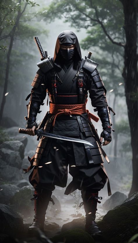 Assassin Artwork, Ninja Armor, Pathfinder Rpg Characters, Ninja Assassin, Samurai Ninja, Japanese Art Samurai, Samurai Wallpaper, Soul Calibur, Ninja Art