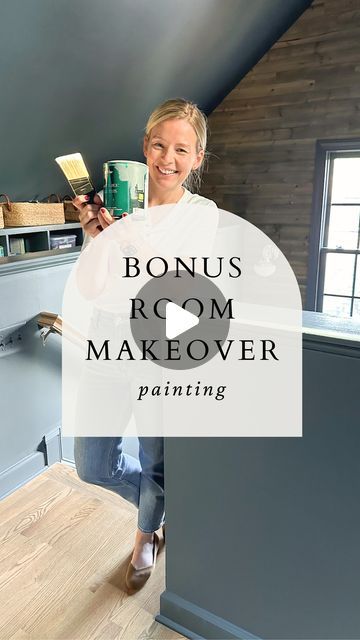 Home & Kind on Instagram: "This week I’m sharing all the pieces leading up to the final transformation of our bonus room and I’m giddy about it! I can’t wait for you to see the finished room. But first things first: paint. It was a bit controversial, but I really went for something different in here and did a dark, moody blue on EVERYTHING. The color is Behr Blue Metal that I got at Home Depot. It was quite the undertaking (especially all the trim work), but I love how it turned out and how cozy and inviting it feels. I’ll link this color + all my painting must-haves in stories! What do you think? Did I win you over by the end? Or are you still a little unsure of the color?" Home Depot Paint Colors Bedrooms, Behr Blue Metal, Moody Bonus Room, Bonus Room Paint Colors, Boys Bedroom Paint Color, Home Depot Paint Colors, Boys Room Paint Colors, Behr Blue, Bonus Room Bedroom