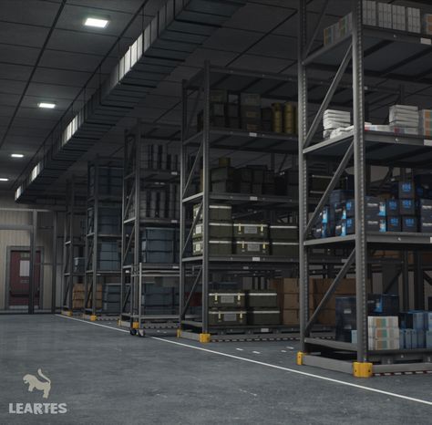 Bunker Interior, Warehouse Background, Research Facility Concept Art, Warehouse Concept Art, Warehouse Design Architecture, Scifi Base Interior, Scifi Armory Room, Sci Fi Living Quarters, Scifi Training Room