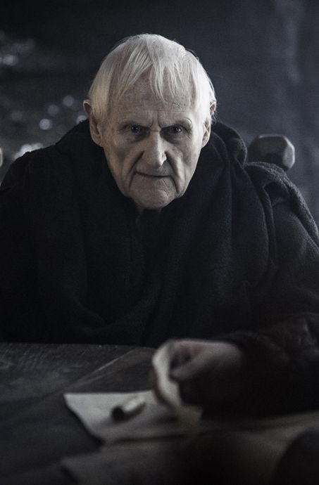 Maester Aemon is a recurring character in the first, third, fourth and fifth seasons. He is played by guest star Peter Vaughan and debuts in "Lord Snow." Aemon is the maester at Castle Black and is one of Lord Commander Jeor Mormont's closest advisers in the Night's Watch. Maester Aemon, Lord Snow, Lord Commander, Aemon Targaryen, Castle Black, Game Of Thrones Tv, Got Characters, Got Game Of Thrones, The North Remembers