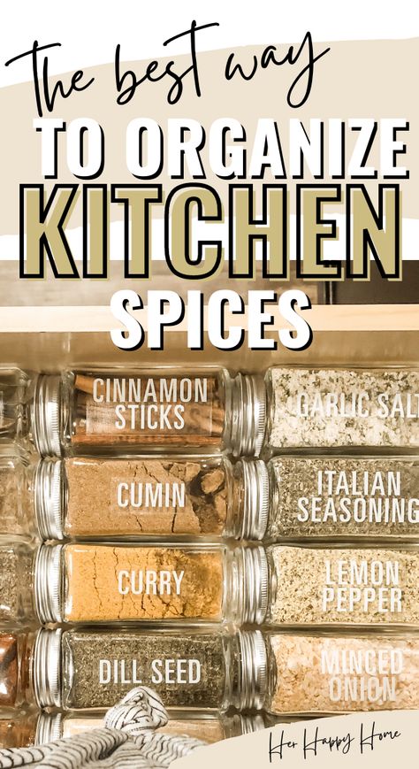 Make your kitchen look aesthetically pleasing with this easy DIY kitchen spices organization idea! Organizing your kitchen spices in a drawer might be one of the best spice organization ideas out there! Here’s how to do it efficiently! How To Store Spices Kitchen Organization, Small Spice Storage, Best Spice Storage, Spice Storage Ikea, Organizing Ideas Spices, Herbs And Spices Storage, Kitchen Spice Organization Cabinets, Organizing Seasonings Cabinet, Storage Ideas For Spices