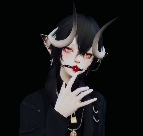 Sims 4 Demon Cc, Demon Clothes, Demon Outfit, Demon Makeup, Makeup Cc, Sims 4 Anime, Sims Ideas, Sims House Design, Best Mods