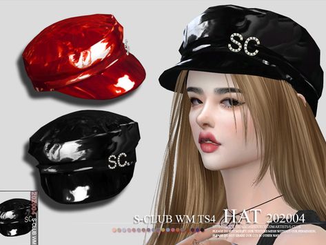 The Sims Resource - S-Club ts4 WM Hat 202004 Sims 4 Cc Beanie, Y2k Hats, Y2k Hat, Cc Hats, Sims 4 Cas Mods, Sims Clothes, Tumblr Sims 4, Sims 4 Cc Folder, Cc Beanie