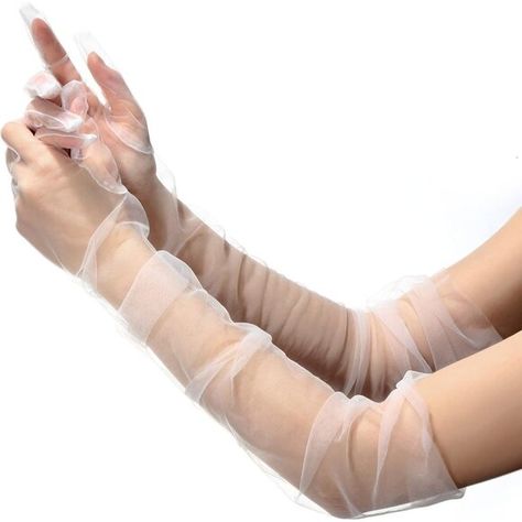 LONG Gloves Mesh Tulle Gloves 27'' Sheer Party - White Opera Performance, Arm Gloves, Leather Fingerless Gloves, Sheer Gloves, Tulle Gloves, Mesh Gloves, Elbow Length Gloves, Wedding March, Standing Out From The Crowd