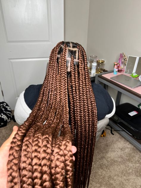 Large Copper Knotless Braids, Black And Brown Large Knotless Braids, Honey Blonde Jumbo Knotless Braids, Ginger Large Knotless Braids, Large Brown Knotless Braids, Brown Large Knotless Braids, Large Ginger Knotless Braids, Brown Jumbo Knotless Braids, Brown Knowles Braids