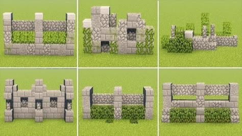 Minecraft Town Wall Designs, Minecraft Walls Ideas, Wall Minecraft, Minecraft Arch, Build Fence, Minecraft Wall Designs, Minecraft Garden, Minecraft Wall, Minecraft Structures