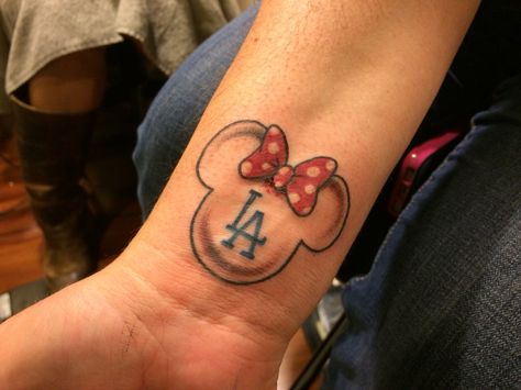 My souvenir tattoo from Pittsburgh! Go Dodgers!! La Dodgers Tattoo For Women, Dodger Tattoos For Women, La Dodgers Tattoo, Dodger Tattoo, Dodgers Tattoo, La Tattoos Ideas, Los Angeles Dodgers Tattoo, Wedding Date Tattoos, Barbershop Ideas