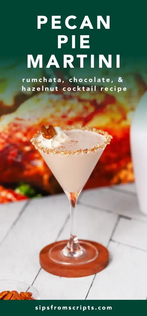 Pecan Pie Martini, Hazelnut Cocktail, Autumn Cocktail, Bourbon Caramel Sauce, Bourbon Caramels, Craft Cocktail Recipe, Rum Cream, Fall Cocktails Recipes, Cream Liqueur