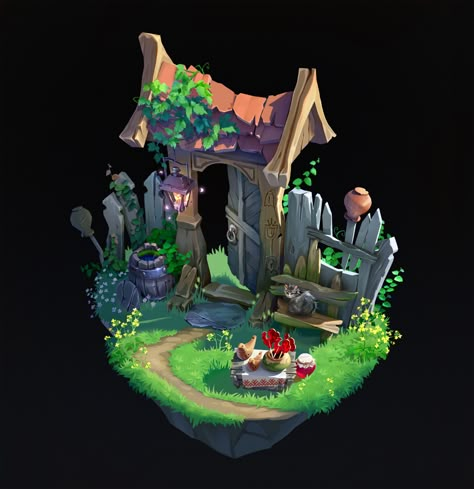 Props Concept, Casual Art, Isometric Art, Game Concept Art, Village Life, 3d Modelling, Prop Design, Environment Design, 판타지 아트