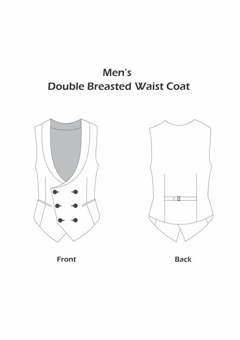 Double Breasted Waistcoat with Lapel Waist Coat Men, Suit Drawing, Waistcoat Designs, Pocket Square Styles, Double Breasted Vest, Double Breasted Waistcoat, Mens Waistcoat, Men's Waistcoat, Coats Men