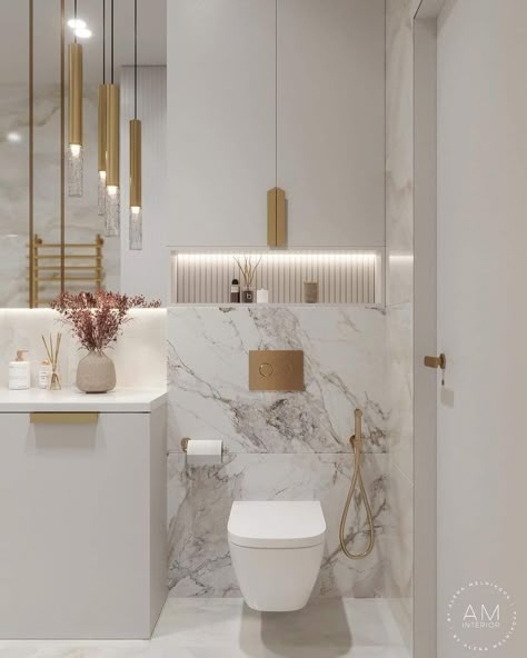 Master Toilet, Bathroom Interior Design Luxury, Fun Bathroom Decor, Small Apartment Bathroom, White Marble Bathrooms, Bathroom Design Styles, White Toilet, Small Bathroom Interior, Bathroom Decor Luxury