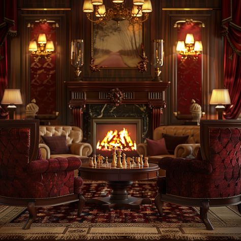 Old magic meets new style ✨ A muggle's touch on a classic Gryffindor living room.  Gryffindor themed luxurious living room – gold, crimson red, lions, and chess! Burgundy And Gold Living Room, Hogwarts Interior, Old Magic, Burgundy Living Room, Living Room Gold, Luxurious Living Room, Luxurious Room, Gold Living Room, Common Room