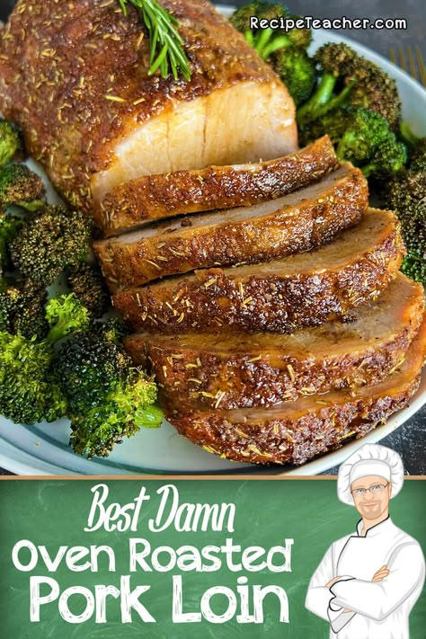 Juicy and tender oven roasted pork loin. With a simple and delicious seasoning rub, this mouthwatering recipe is ready in about an hour. Slow Roasting Pork Loin In Oven, Center Loin Pork Roast, Whole Pork Loin Recipes Ovens, Oven Tenderloin Pork Loin, Boneless Pork Loin Recipes Ovens, Bake Pork Loin Oven, 4lb Pork Loin In Oven, Pork Loin In Roaster Oven, Tender Pork Loin Recipes Oven