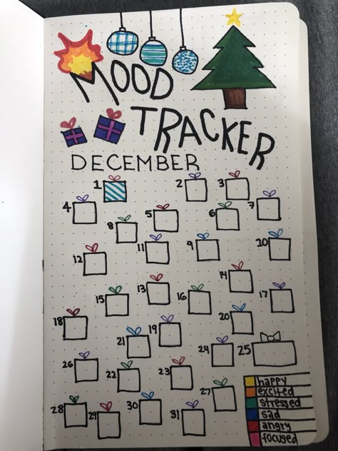 December Mood Tracker Ideas, December Mood Tracker Bullet Journal, November Mood Tracker Bullet Journal, December Bullet Journal Mood Tracker, Christmas Mood Tracker, Mood Tracker Ideas Easy, Halloween Mood Tracker, December Mood Tracker, November Mood Tracker