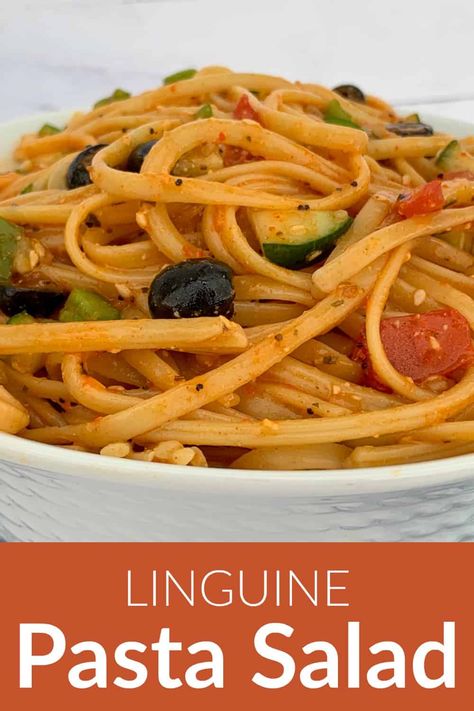 Linguine Pasta Salad, Spagetti Salad Recipes, Italian Dressing Salad, Linguine Salad, Linguini Salad, Salad Supreme Pasta Salad, Salad Supreme Seasoning, Croissants Breakfast, Salad Seasoning