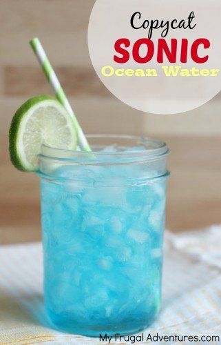 100 of the Best Restaurant Copycat Recipes (The BEST Recipes) Sonic Ocean Water Recipe, Ocean Water Recipe, Sonic Ocean Water, Blue Drink, Kid Drinks, Ocean Water, So Fresh, Water Recipes, Milkshakes