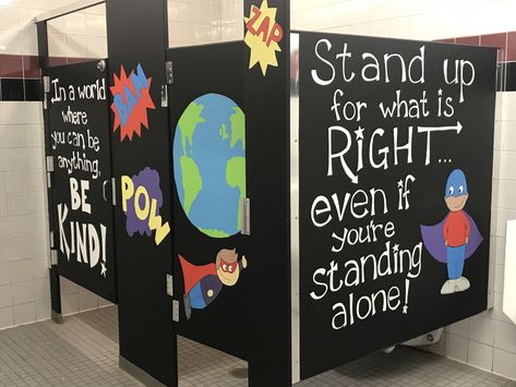 School Restroom, Bathroom Mural, School Improvement, School Bathroom, Bathroom Stall, School Hallways, School Culture, School Climate, School Murals