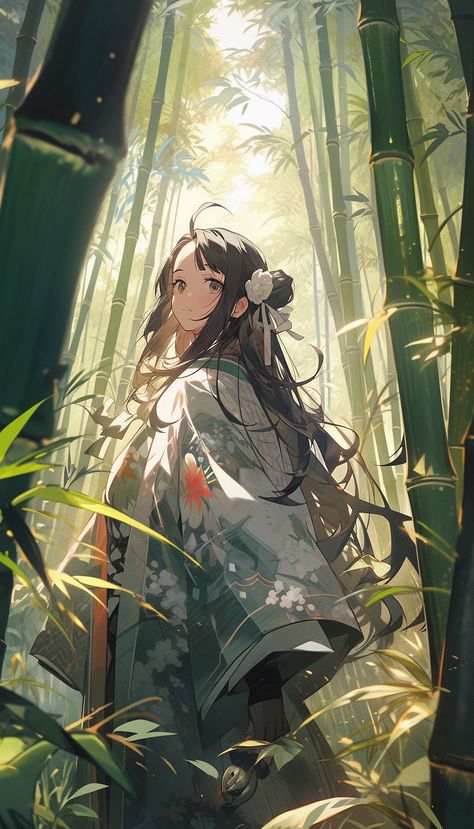 Hashtags: #AnimeInBambooForest #MysteriesUnveiled #NatureInspiredArt #FanartInspiration Description: Dive into the world of anime as characters uncover mysteries amidst the lush greenery of a bamboo forest. Discover the secrets hidden within nature's embrace. Bamboo Character Design, Anime Forest Wallpaper, Bamboo Drawing, Art Progress, Inktober 2023, Oc Reference, Forest Drawing, Character Artwork, Landscape Inspiration