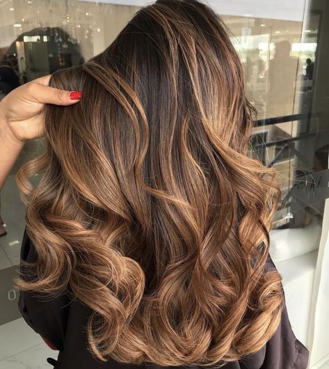 Honey Colored Highlights On Dark Hair, Highlights For Dimension, Gold Mahogany Hair, Chocolate Brown Hair With Golden Highlights, Maple Brown Highlights, Dark Brown Hair With Golden Highlights, Copper Gold Highlights, Warm Honey Brown Hair Balayage, Caramel Balayage With Money Piece