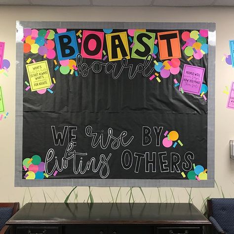 Boast board is up!  How fun is this?!?!  #Regram via @thefirstgradeparade Staff Bulletin Boards, Employee Appreciation Board, First Grade Parade, Teacher Morale, Work Bulletin Boards, Morale Boosters, Staff Morale, Teachers Lounge, Staff Motivation