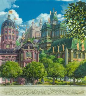 Rifthold - TheThroneOfGlass Wiki - Wikia Best Ghibli Movies, Studio Ghibli Films, Art Studio Ghibli, 하울의 움직이는 성, Castle Background, Studio Ghibli Background, Howl's Moving Castle, Studio Ghibli Movies, Studio Ghibli Art