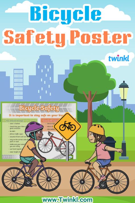 Bicycle Safety Poster Child Safety Activities, Safety Activities, Safety Poster, Bicycle Safety, Safety Posters, Bike Safety, Traffic Signs, Fun Quizzes, Summer Break