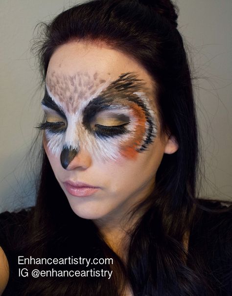 Owl Costume Makeup, Owl Halloween Costumes For Women, Owl Face Paint, Owl Makeup, Owl Halloween Costumes, Bird Makeup, Club Makeup, Owl Costume, Play Makeup