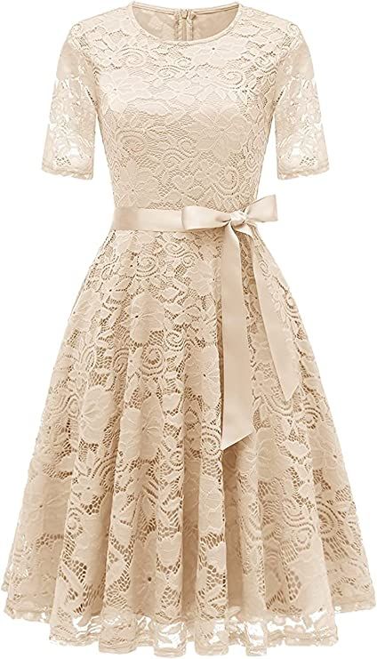 Amazon.com: DRESSTELLS Fall Champagne Wedding Guest Dresses, Fall Champagne Lace Mother of The Bride Summer Dress with Belt Short Sleeve Champagne 3XL : Clothing, Shoes & Jewelry Formal Lace Dress, Lace Dress Casual, Short Sleeve Lace Dress, Floral Lace Shorts, Dress Champagne, Women Lace Dress, Cocktail Formal, Cocktail Dress Prom, Short Lace Dress