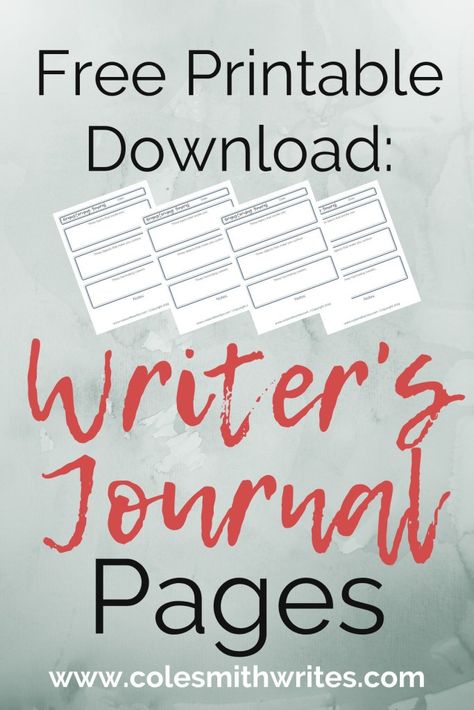 Free, printable download: Writer's Journal Pages | Cole Smith Writes | #indieauthors #indiepublishing #motivation #inspiration #writersblock #journaling #bujo #bulletjournaling #writingtips #fiction #nanowrimo #writinghelp Writers Notebook Ideas Creative Writing Journal Prompts, Writing Journal Pages Writers, Writers Journal Ideas, Play Writing, Tutoring Resources, Plot Ideas, Author Tips, How To Journal, Writing Outline