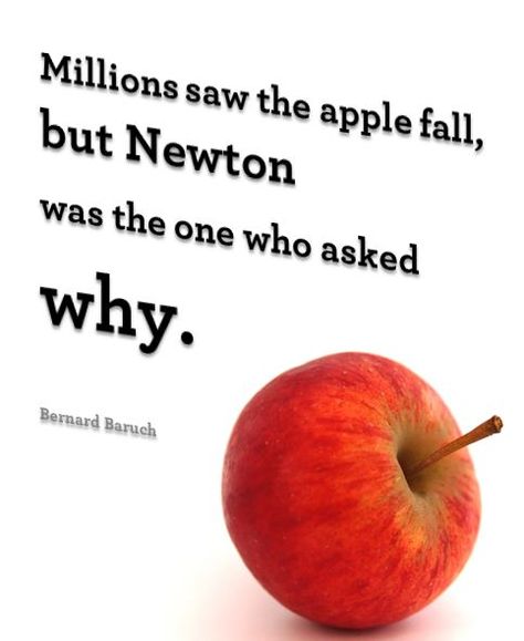 "Millions saw the apple fall, but Newton was the one who asked why." Bernard Baruch #quote #science #physics #STEM #inspirations Quotes About Physics, Physics Quotes Science, Quantum Physics Quotes, Newton Physics, John C Maxwell Quotes, Mathematics Quotes, Physics Quotes, Flirty Quotes For Her, Physics Jokes