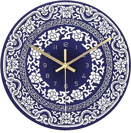 Amazon.com: Lafocuse 12 Inch Blue and White Wall Clock, Navy Blue China Ceramic Wall Clock for Living Room Decor, Kitchen Clock Wall Decorative Battery Operated Silent Non-Ticking Bedroom Home Office : Everything Else