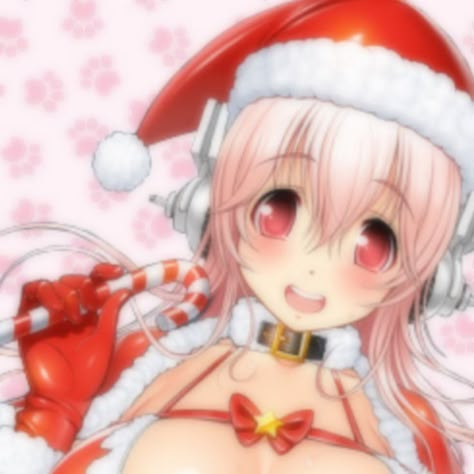 Sonico Pfp, Tsuji Santa, Sonico Chan, Aoi Mukou, Super Pochaco, Punk Style Outfits, Super Sonico, Glory Be, Kawaii Christmas