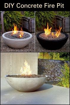 Diy Concrete Fire Pit, Tabletop Fire Bowl, Concrete Fire Pit, Outside Fire Pits, Fire Pit Materials, Small Fire Pit, Concrete Patios, Fire Pit Furniture, Concrete Diy Projects